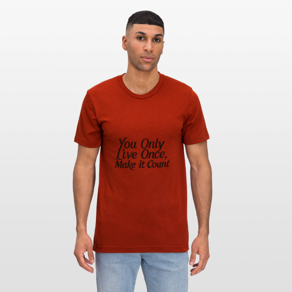Motivations-T-Shirt – You Only Live Once – Unisex t-Shirt mit inspirierendem Spruch - heather brick