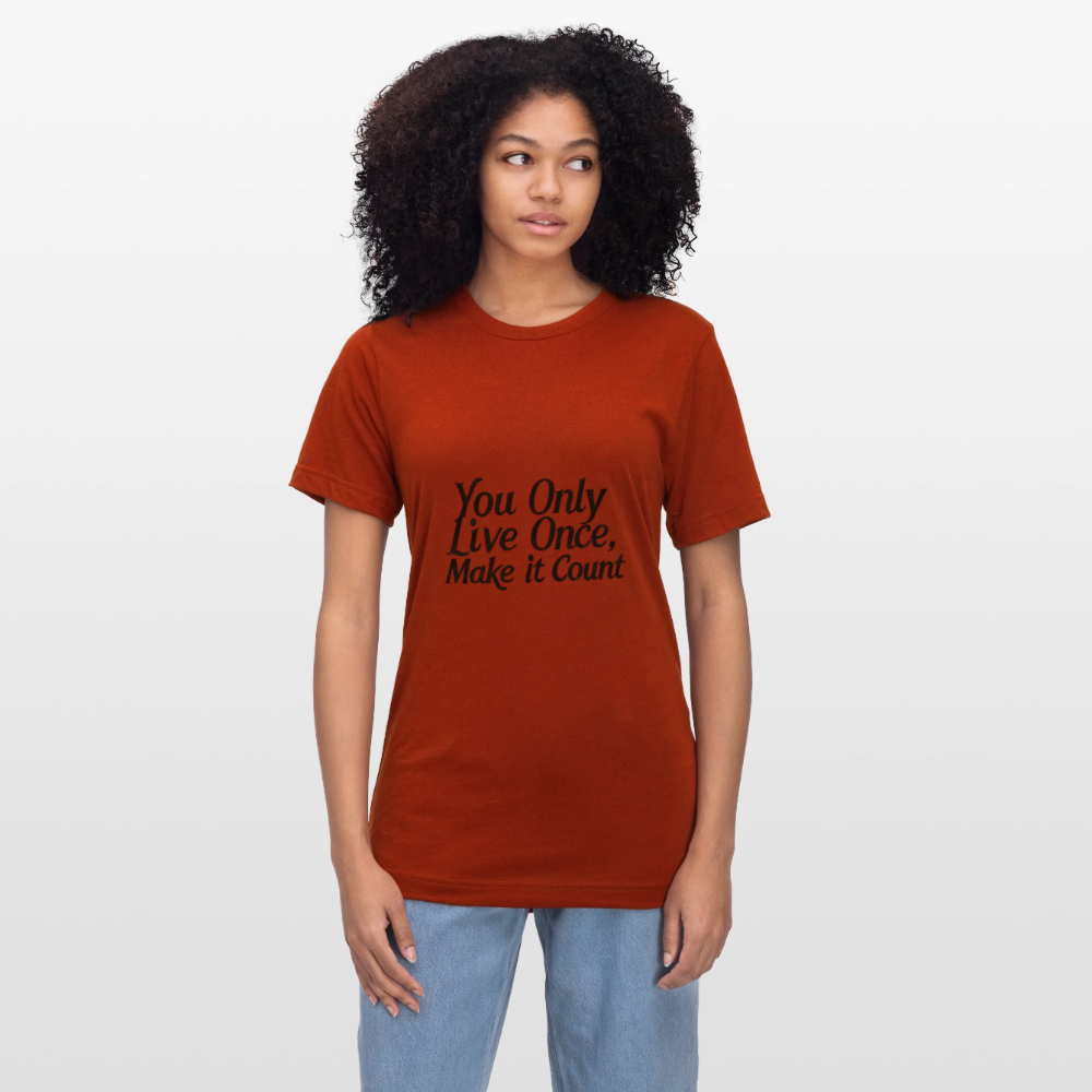 Motivations-T-Shirt – You Only Live Once – Unisex t-Shirt mit inspirierendem Spruch - heather brick