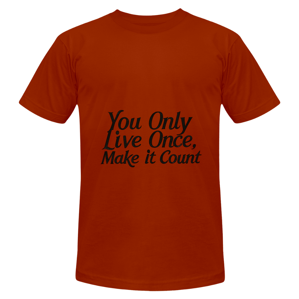 Motivations-T-Shirt – You Only Live Once – Unisex t-Shirt mit inspirierendem Spruch - heather brick