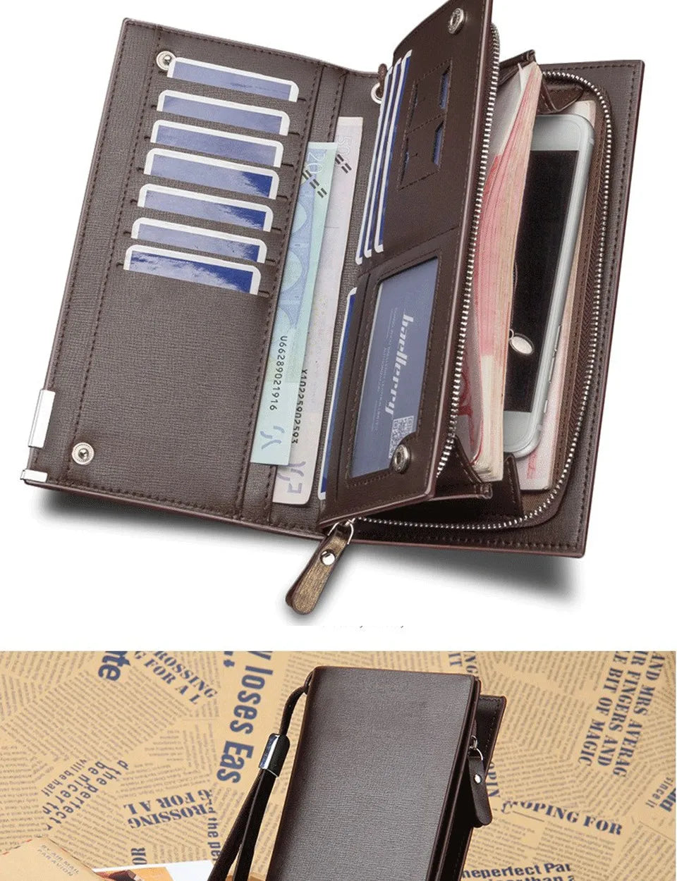 Baellerry New Men Long Wallets Big Capacity Coin Pocket Zipper Male Purse Card Holder Business Wallet For Men