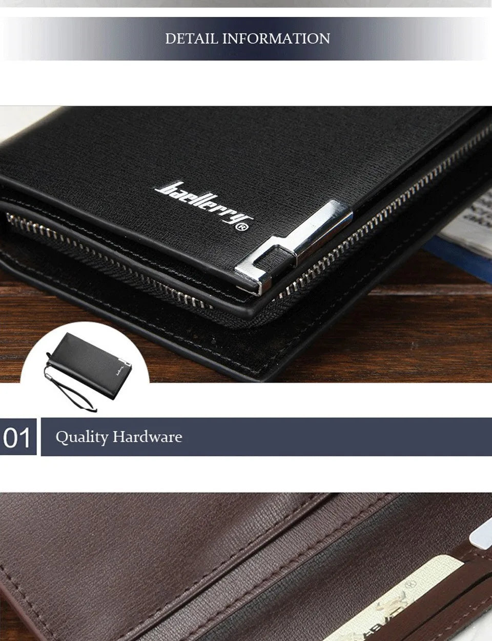 Baellerry New Men Long Wallets Big Capacity Coin Pocket Zipper Male Purse Card Holder Business Wallet For Men