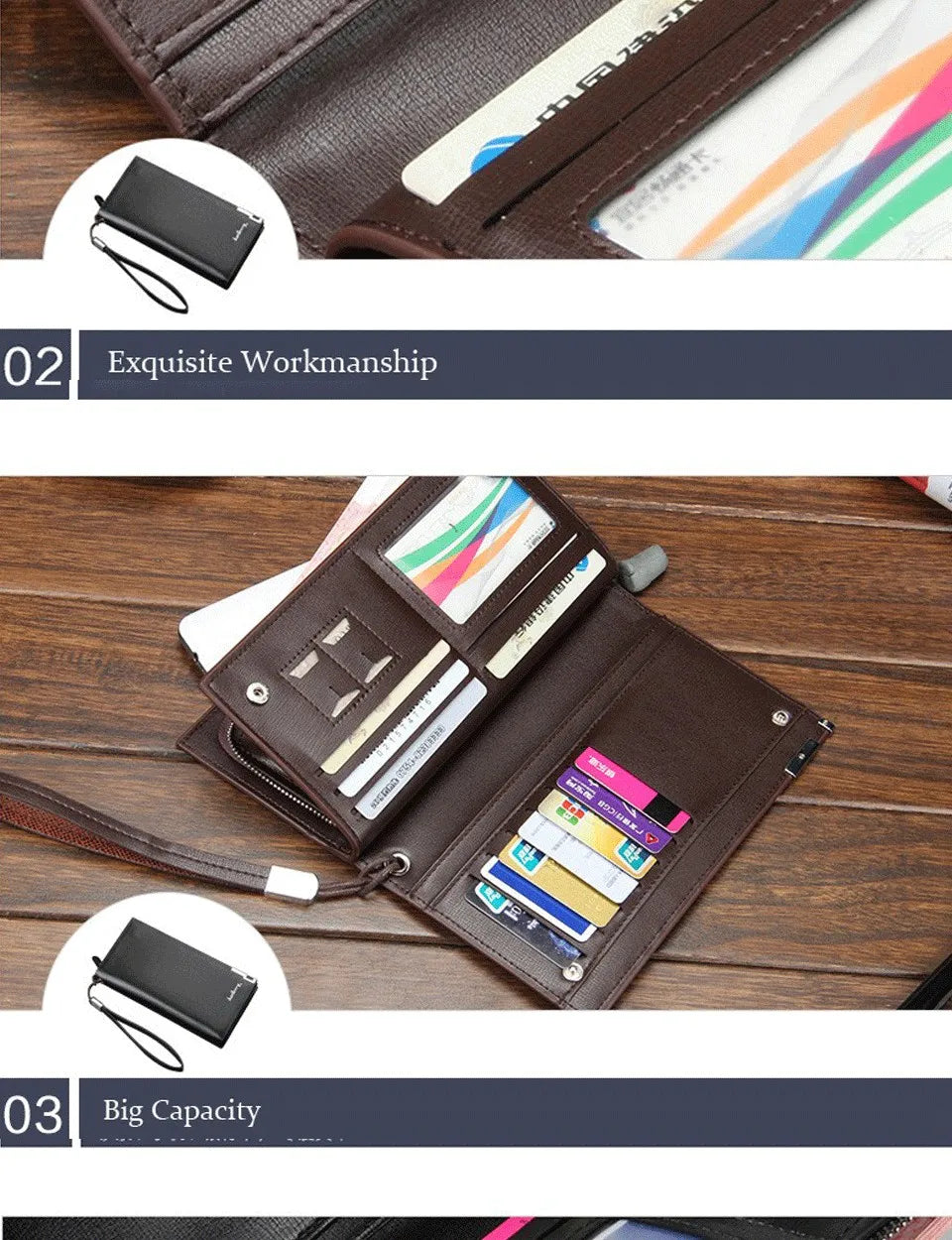 Baellerry New Men Long Wallets Big Capacity Coin Pocket Zipper Male Purse Card Holder Business Wallet For Men