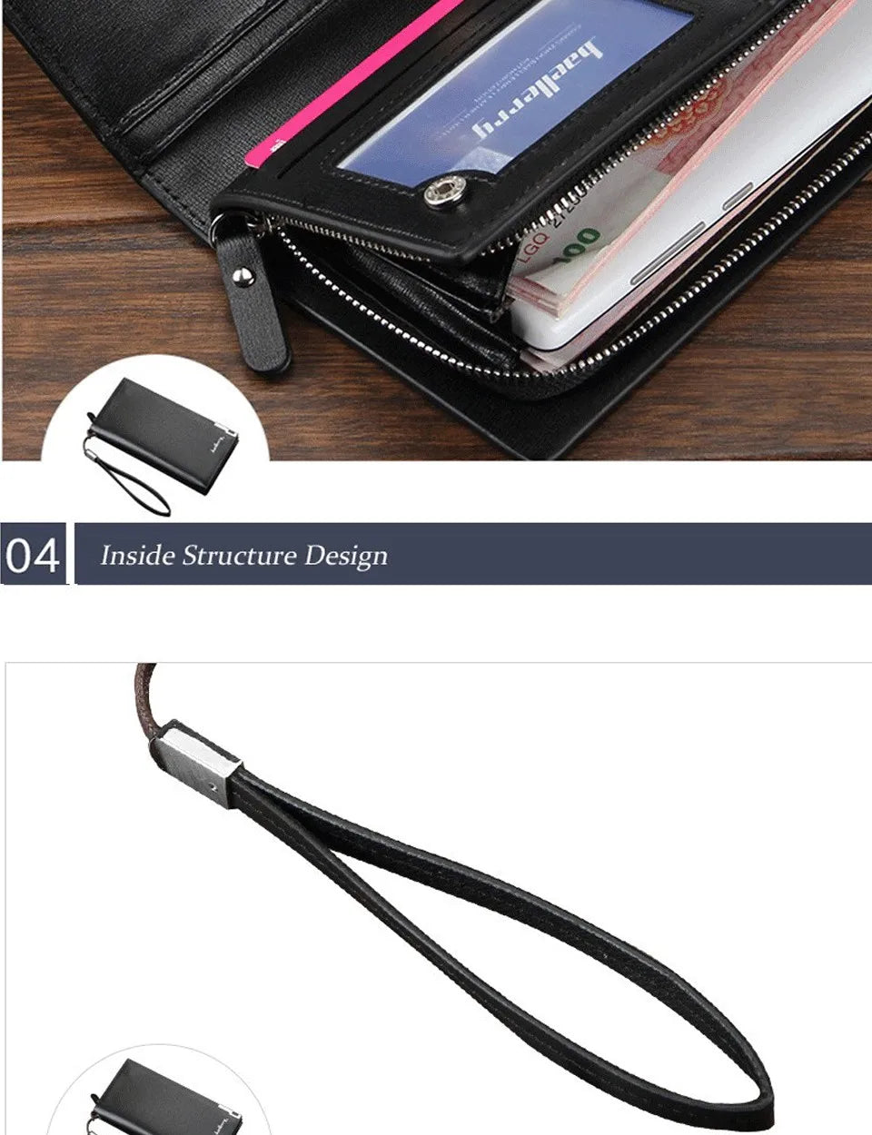Baellerry New Men Long Wallets Big Capacity Coin Pocket Zipper Male Purse Card Holder Business Wallet For Men