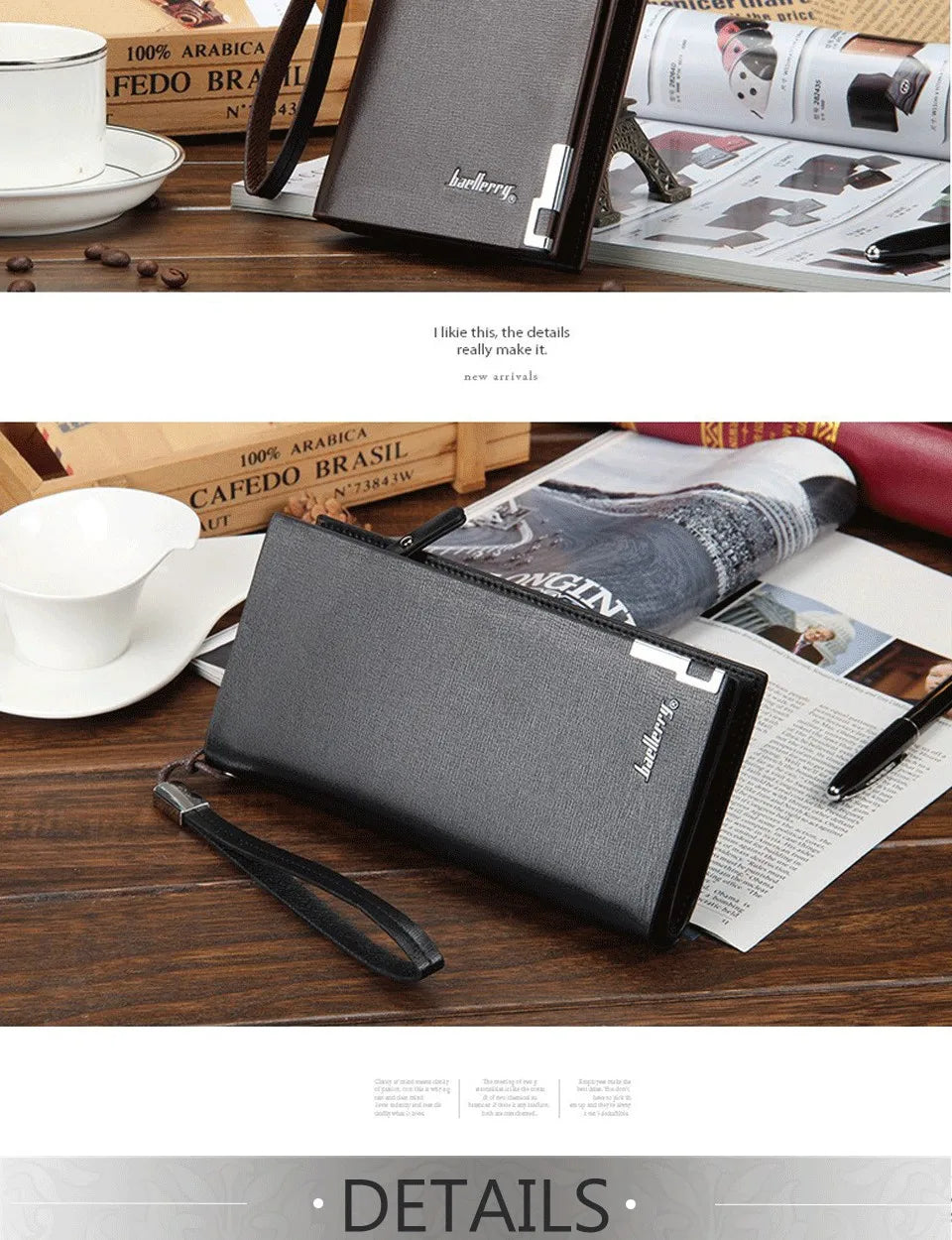 Baellerry New Men Long Wallets Big Capacity Coin Pocket Zipper Male Purse Card Holder Business Wallet For Men