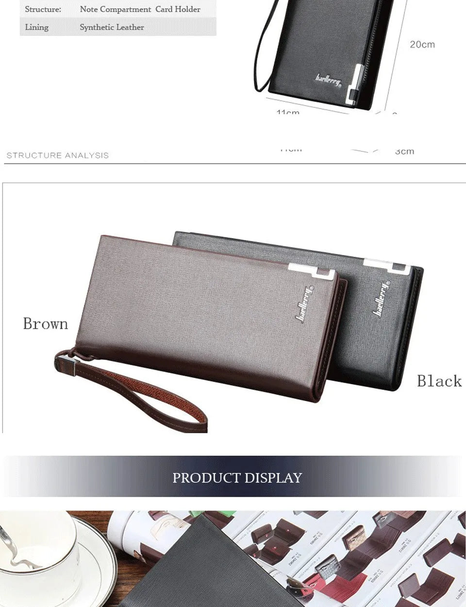 Baellerry New Men Long Wallets Big Capacity Coin Pocket Zipper Male Purse Card Holder Business Wallet For Men