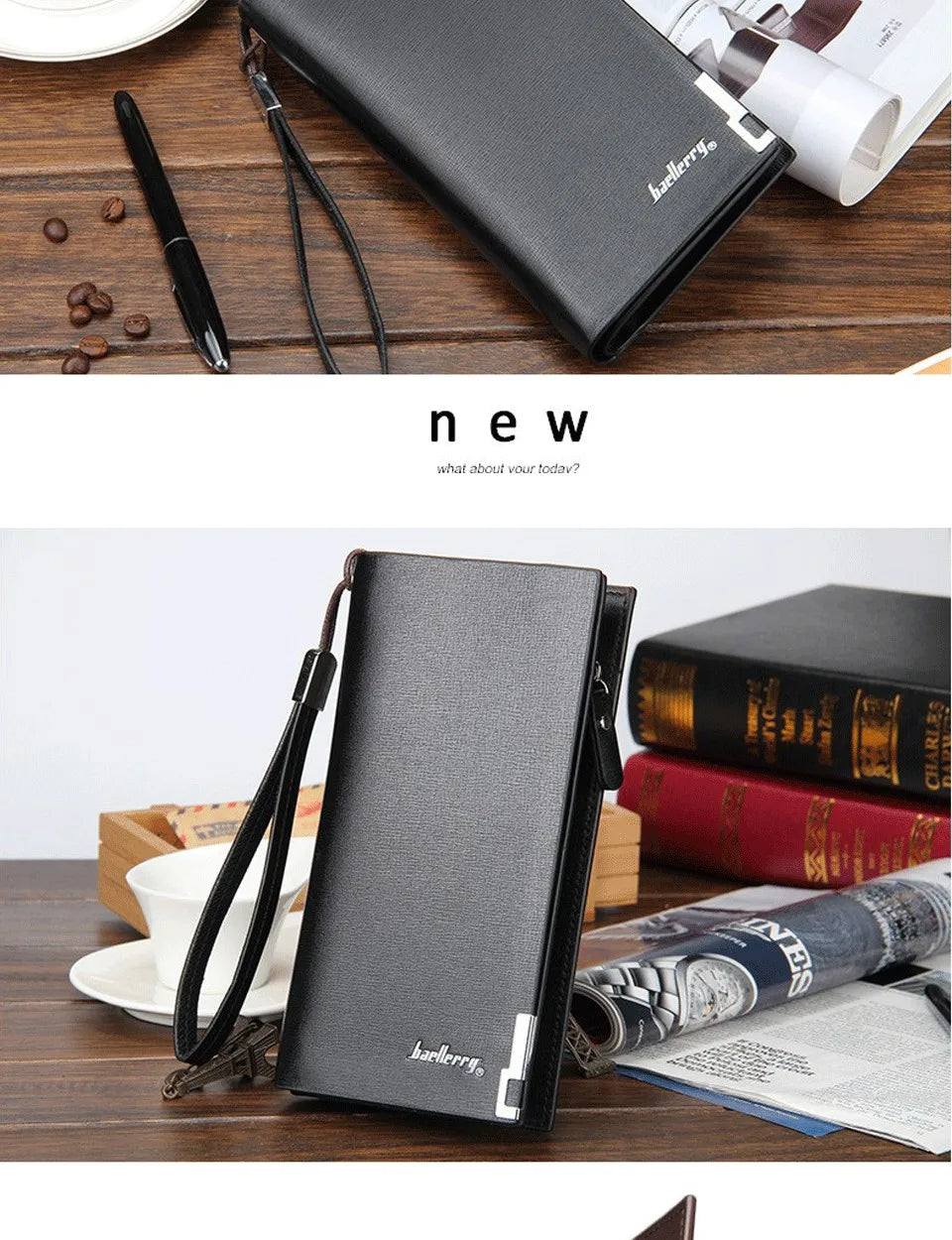 Baellerry New Men Long Wallets Big Capacity Coin Pocket Zipper Male Purse Card Holder Business Wallet For Men