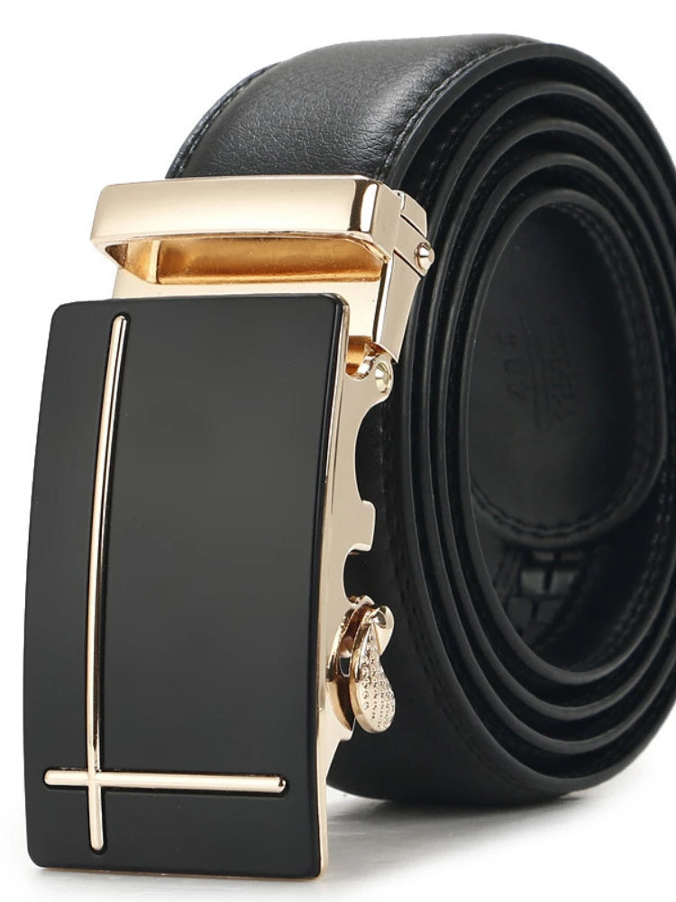 "Luxuriöser Herren-Ledergürtel mit automatischer Schnalle und elegante Leder-Geldbörsen von Lemaxy – exklusive Accessoires für stilbewusste Männer, ideal für Business und Freizeit, hochwertige Lederprodukte in Schwarz und Braun."