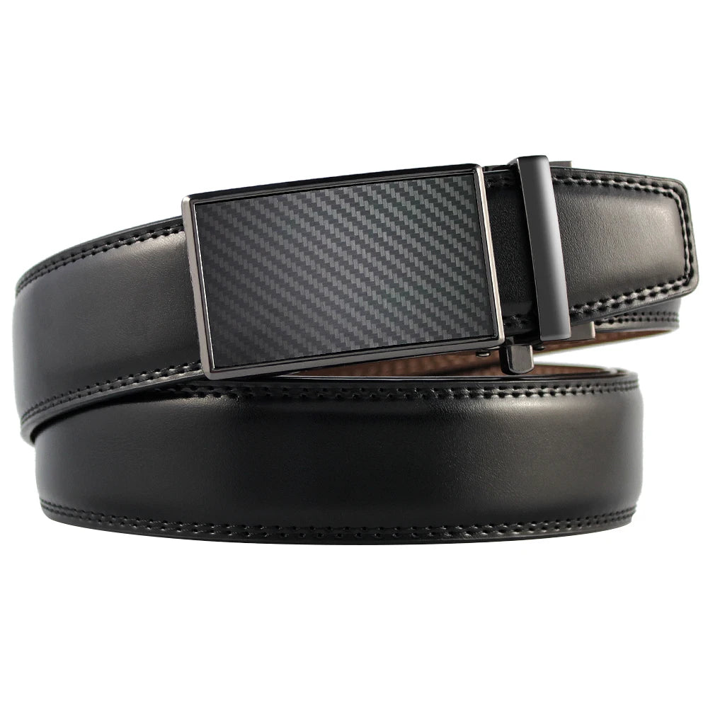 Men's stylish automatic belt made of genuine leather with sleek buckle, ideal for both casual and formal outfits.