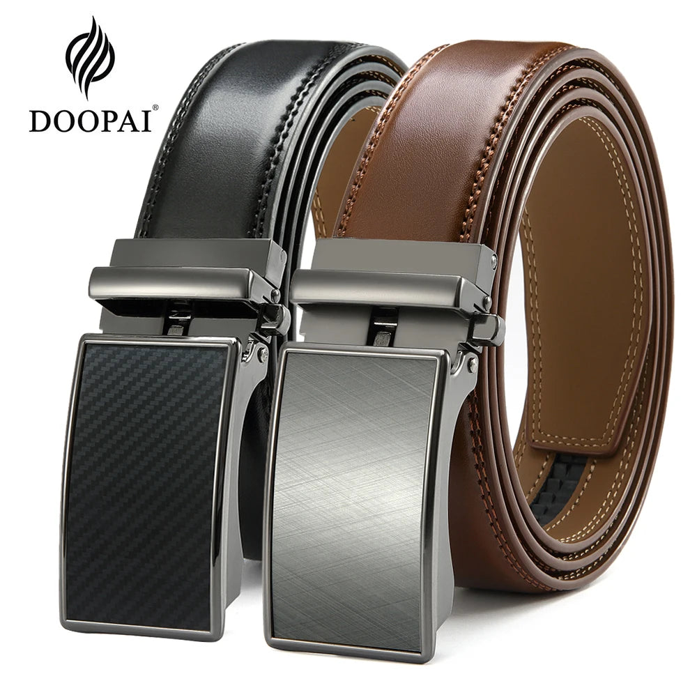Men's stylish automatic belt made of genuine leather with sleek buckle, ideal for both casual and formal outfits