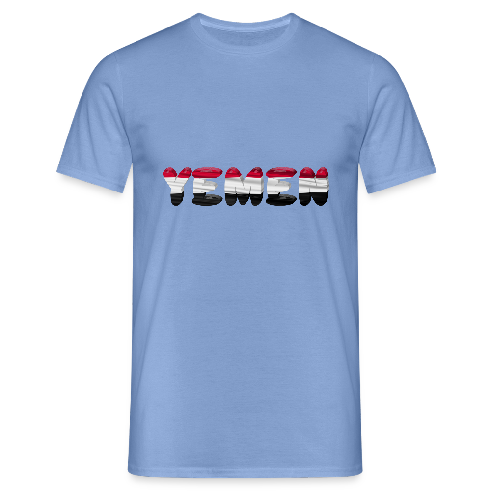 Männer Jemen T-Shirt mit wunderschönem Design und Flaggenfarben - carolina blue