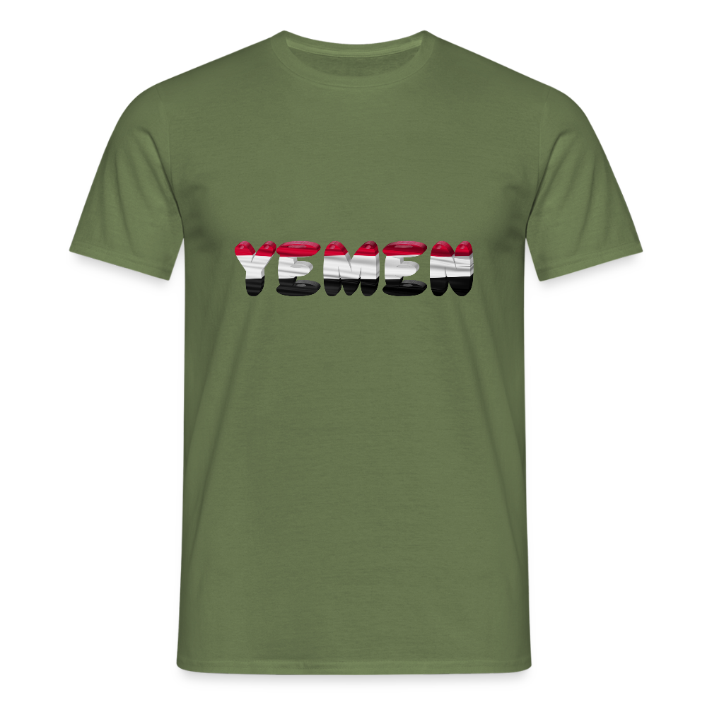Männer Jemen T-Shirt mit wunderschönem Design und Flaggenfarben - military green