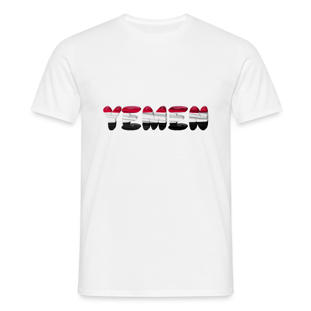 Männer Jemen T-Shirt mit wunderschönem Design und Flaggenfarben - white