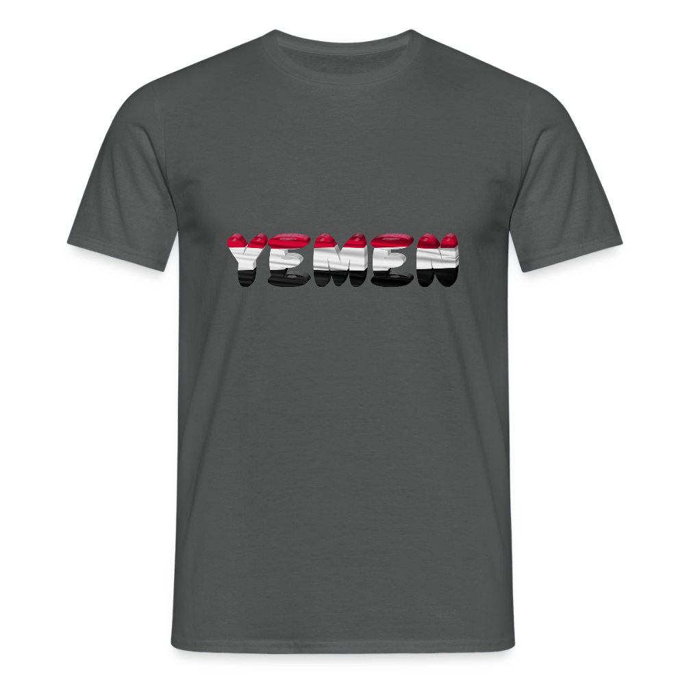 Männer Jemen T-Shirt mit wunderschönem Design und Flaggenfarben - charcoal grey