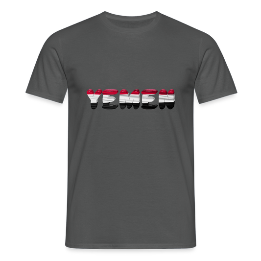 Männer Jemen T-Shirt mit wunderschönem Design und Flaggenfarben - charcoal grey