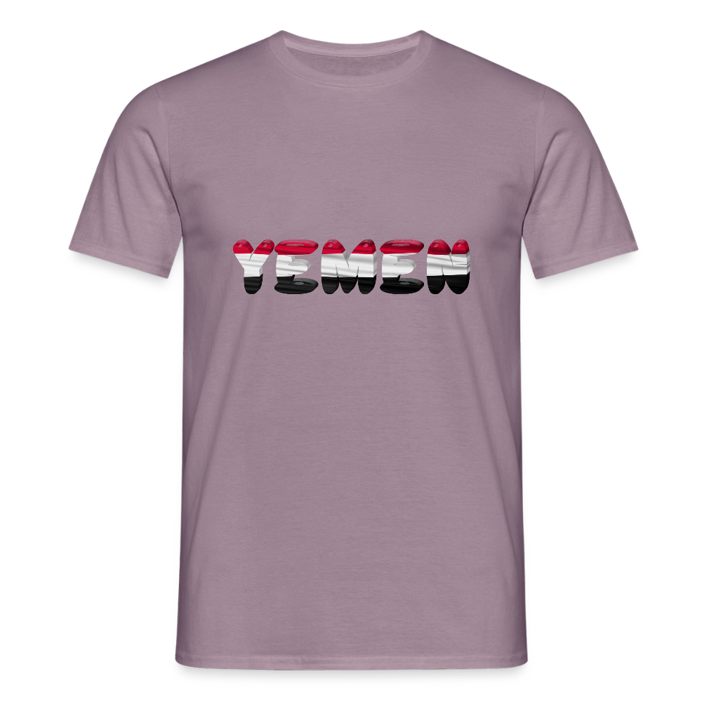 Männer Jemen T-Shirt mit wunderschönem Design und Flaggenfarben - purple-grey 