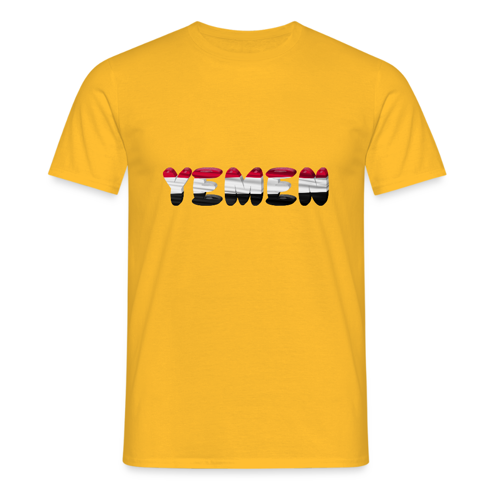 Männer Jemen T-Shirt mit wunderschönem Design und Flaggenfarben - yellow