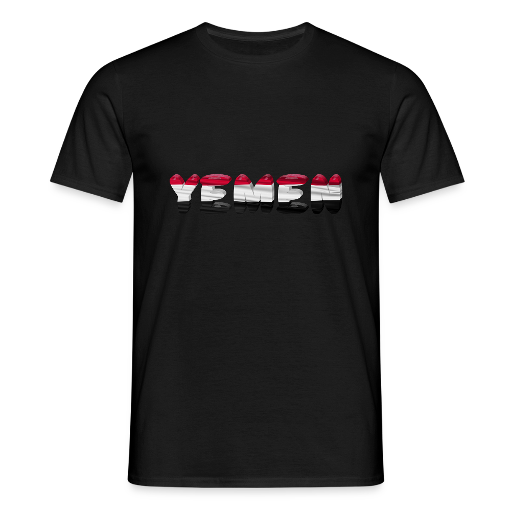 Männer Jemen T-Shirt mit wunderschönem Design und Flaggenfarben - black