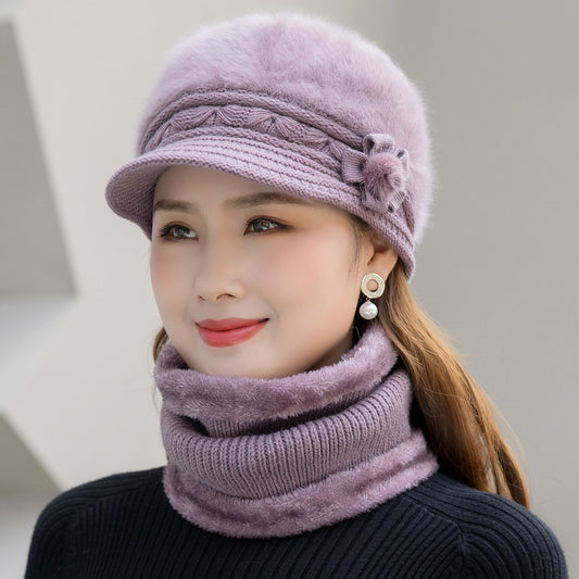 Suit Women's Winter Thickening Warm Hat Knitted Wool