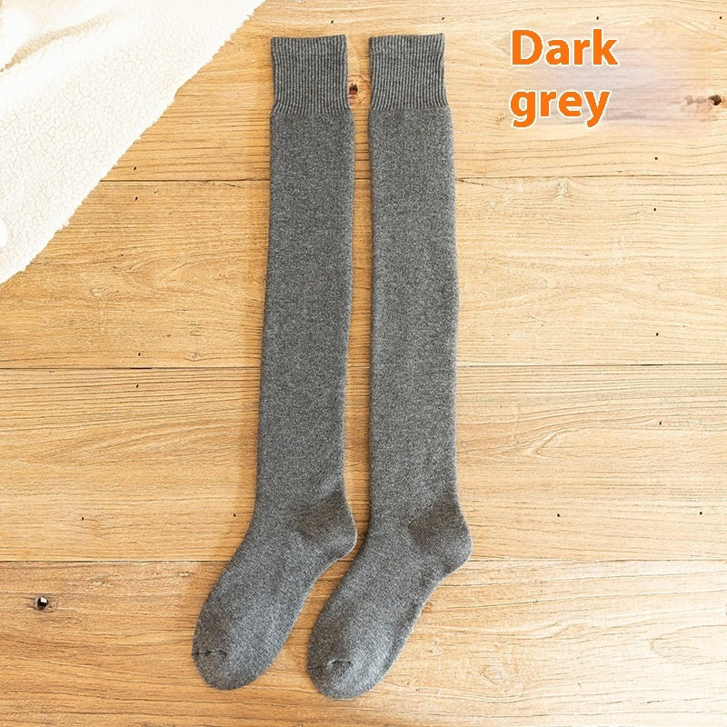 Cashmere Knee Socks Women's Long Tube Fleece-lined