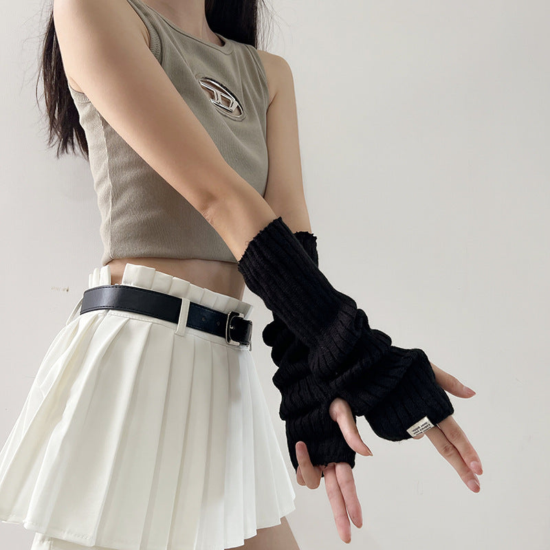 Knitted Pile Style Gloves Sleeve Finger Leakage