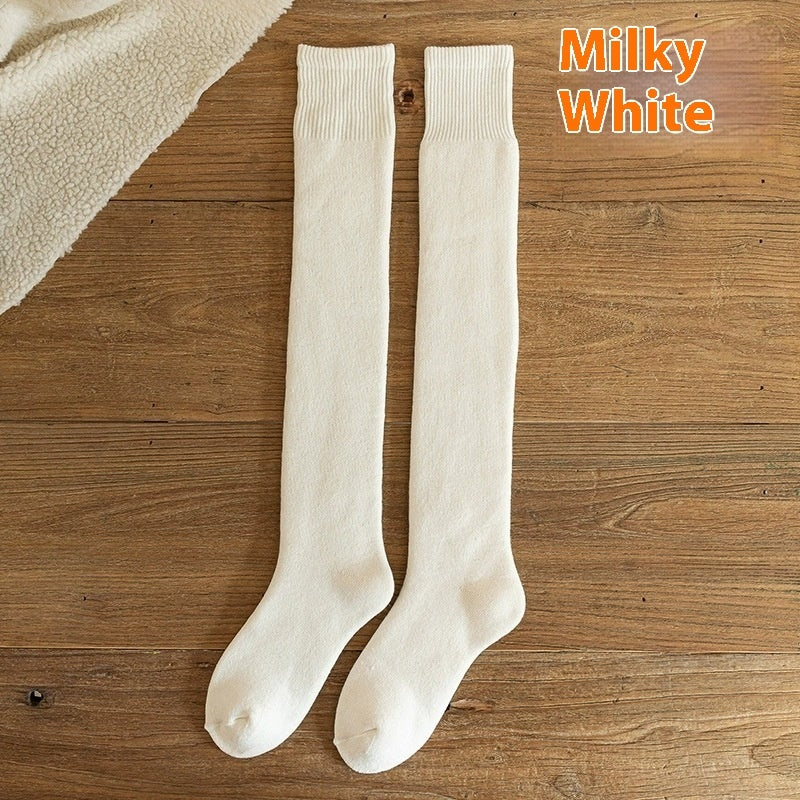 Cashmere Knee Socks Women's Long Tube Fleece-lined