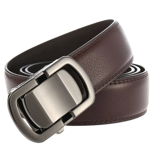 New men's automatic buckle belt made of genuine cowhide leather, sleek and durable design for everyday and formal wear