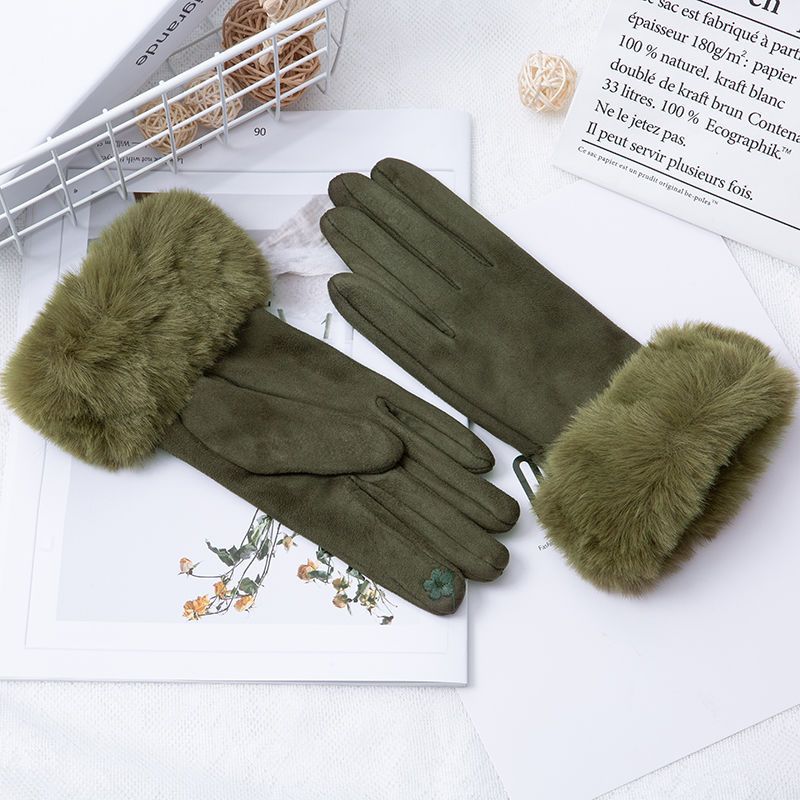 Thermal Touch Screen Fleece-lined Thick Suede Gloves