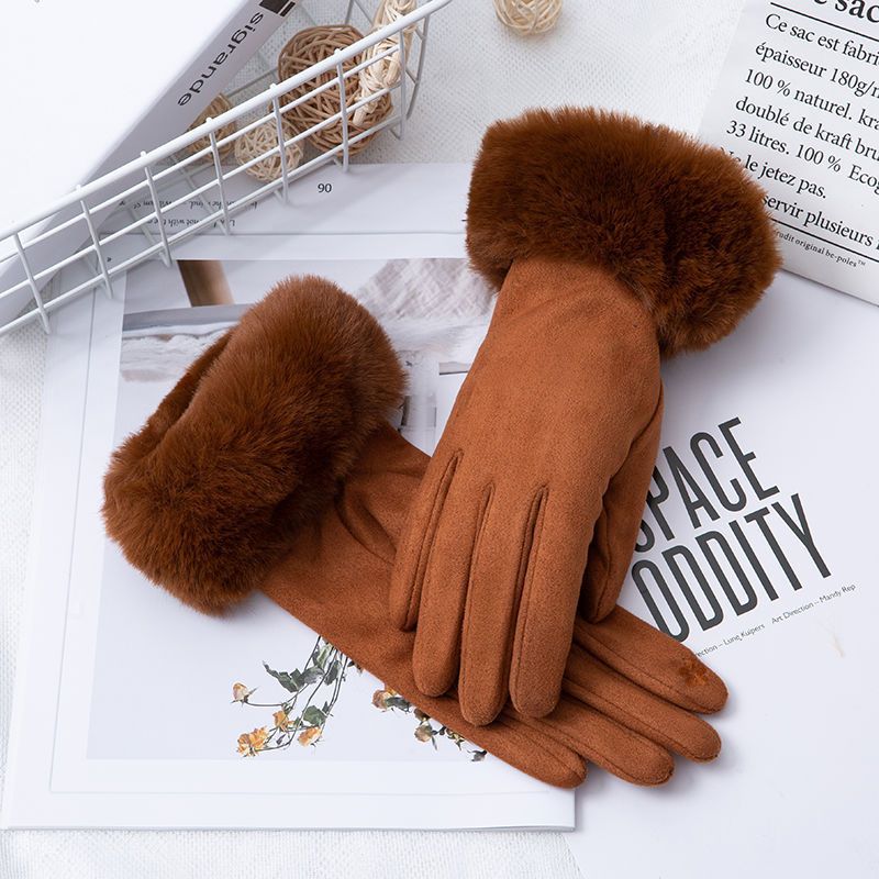 Thermal Touch Screen Fleece-lined Thick Suede Gloves