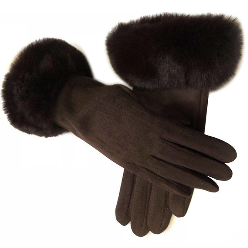 Thermal Touch Screen Fleece-lined Thick Suede Gloves