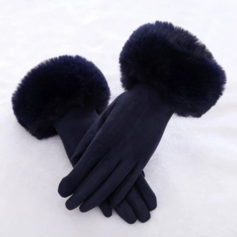 Thermal Touch Screen Fleece-lined Thick Suede Gloves