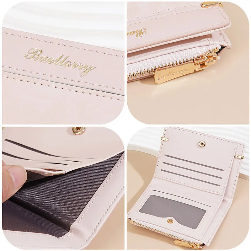 Baellerry Neue Damen-Geldbörsen mit Reißverschluss, Kartenfach, Münzfach, Luxus-Geldbörsen für Damen, hochwertiger Kartenhalter, Geldklammer