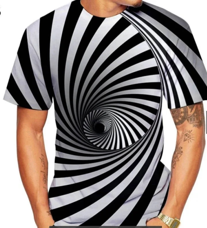 T-Shirt mit 3D-Digitaldruck, Kurzarm, Rundhalsausschnitt, lockerer Passform, Unisex, Freizeit-Top aus Polyesterfaser, modischer urbaner Stil