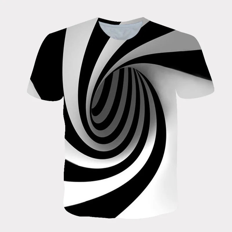 T-Shirt mit 3D-Digitaldruck, Kurzarm, Rundhalsausschnitt, lockerer Passform, Unisex, Freizeit-Top aus Polyesterfaser, modischer urbaner Stil