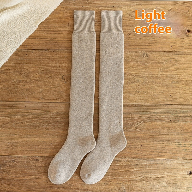 Cashmere Knee Socks Women's Long Tube Fleece-lined