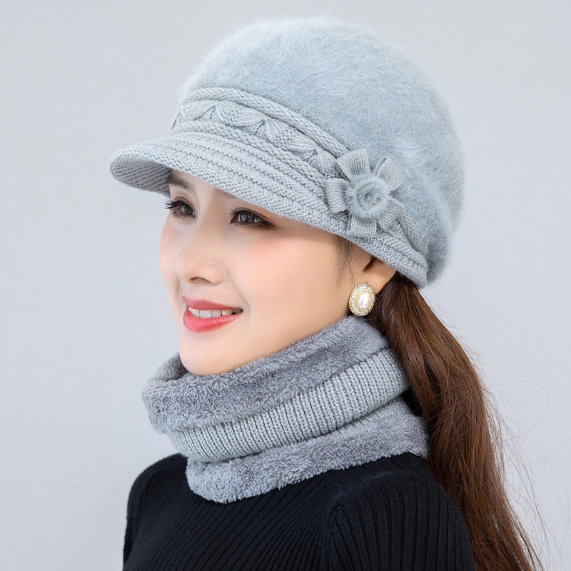 Suit Women's Winter Thickening Warm Hat Knitted Wool